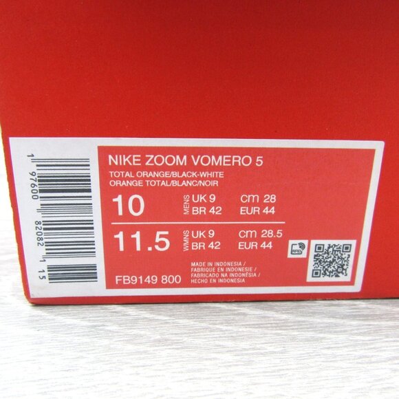 Nike Zoom Vomero 5 Athletic Shoes Mens Size 10 Total Orange Black NEW - Picture 14 of 16